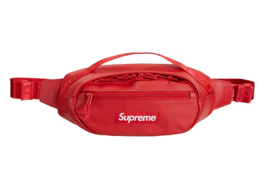 Supreme leather waist bag red