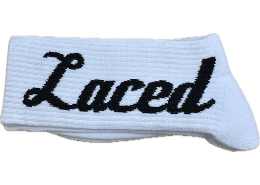 LACED TUBE SOCKS WHITE/BLACK