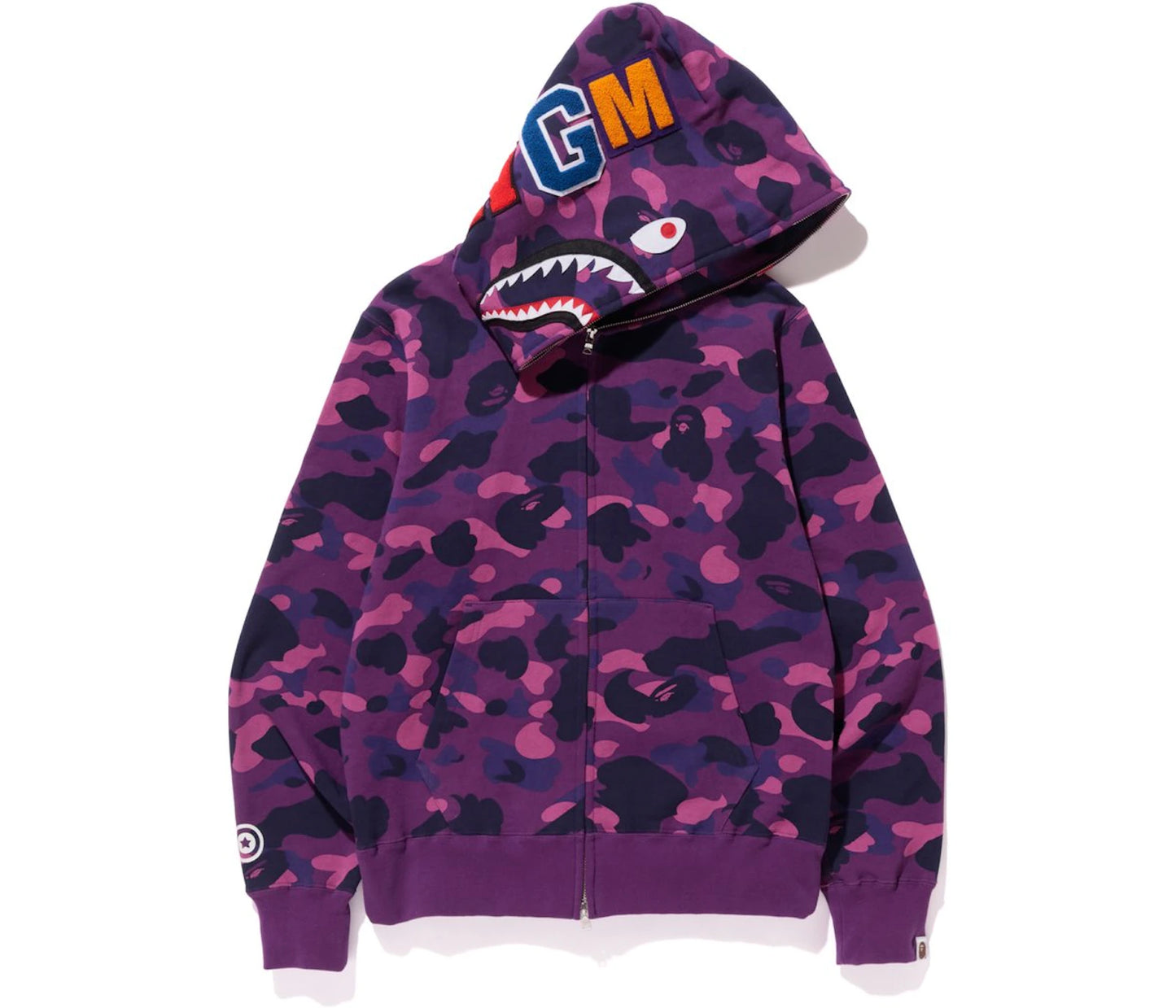 BAPE Color Camo Shark Full Zip Hoodie Purple