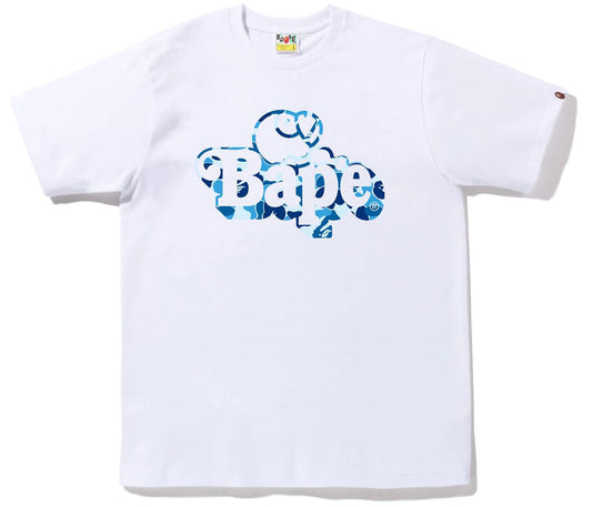 BAPE ABC Camo Milo on Bape Tee White Blue