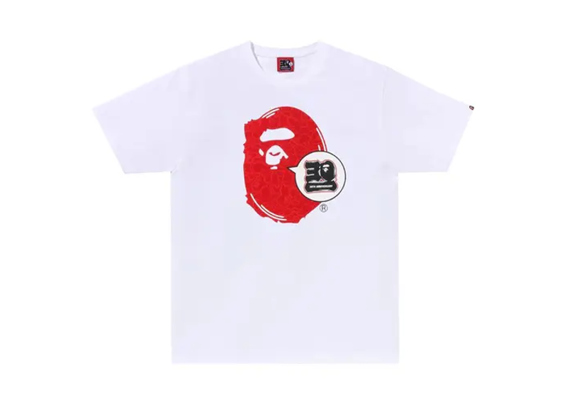 BAPE 30th Anniversary Ape Head Tee White/Red