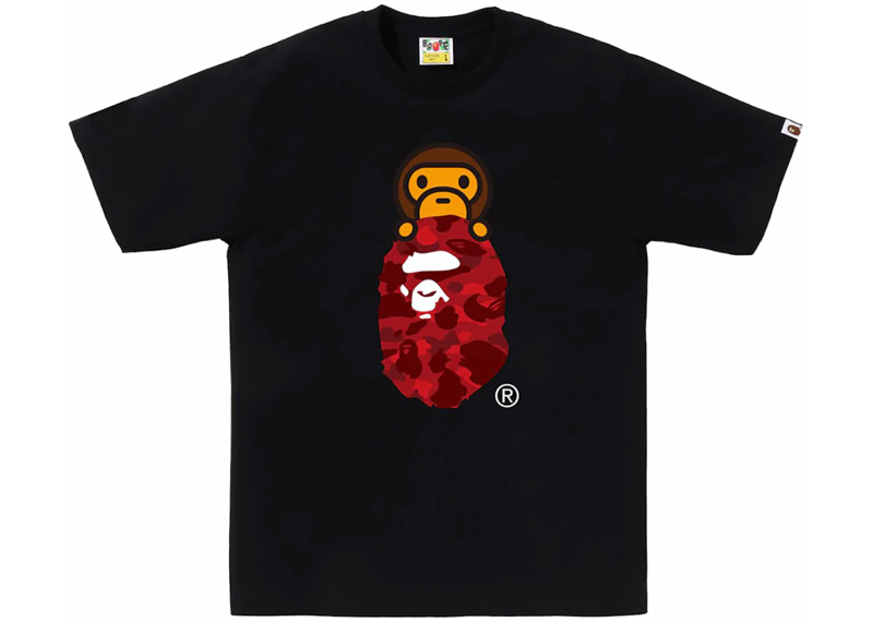 BAPE Color Camo Milo On Ape Head Tee Black/Red