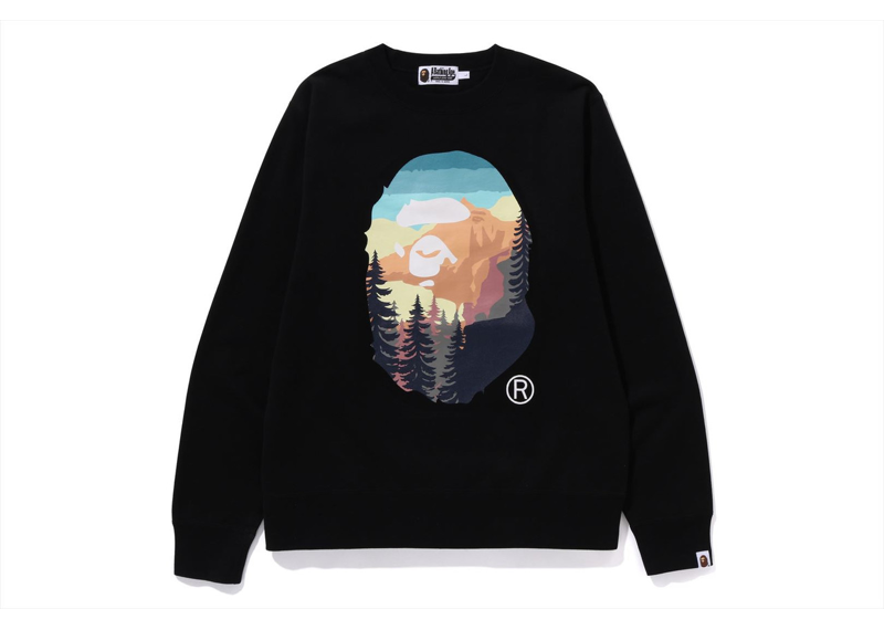 BAPE A Camping Ape Head Crewneck Black