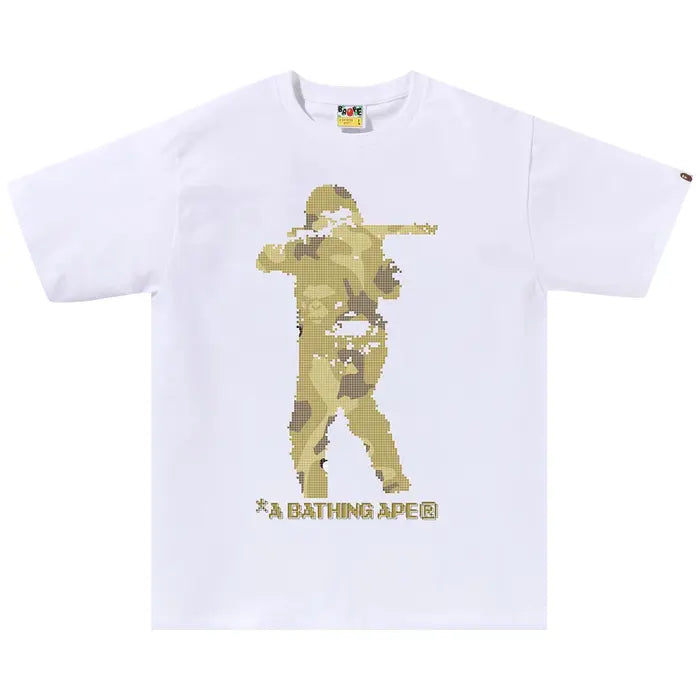 Bape Bitmap Soldier Tee-White/Brown