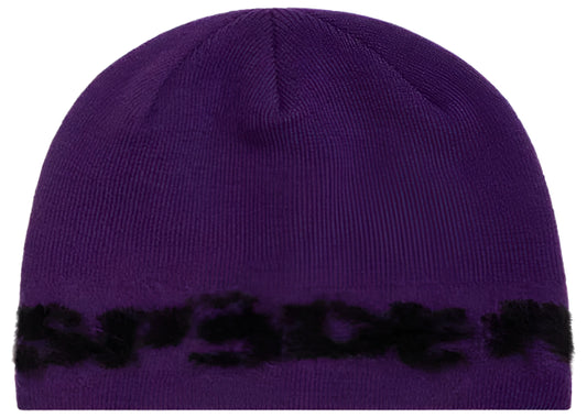 Sp5der Purple Fuzzy Logo Mohair Beanie