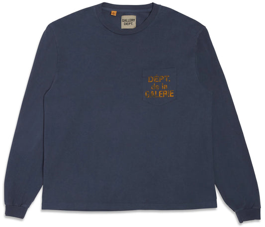 Gallery Dept. De La GALERIE L/S Pocket T-shirt Navy/Orange