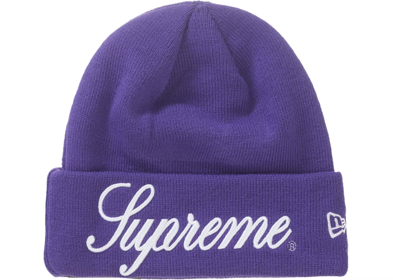 Supreme New Era Script Beanie Purple