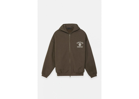 Fear of God Essentials Zip Up Hoodie Brown