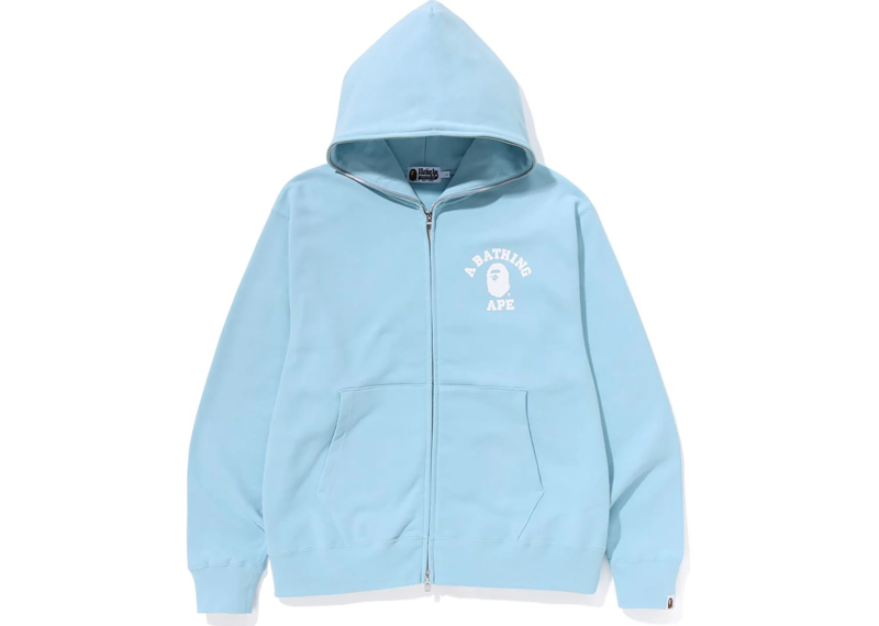 BAPE College Relaxed Fit Zip Hoodie Sax