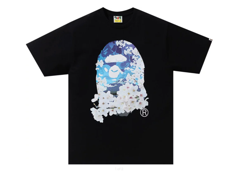 BAPE Sakura Photo Ape Head Tee Black