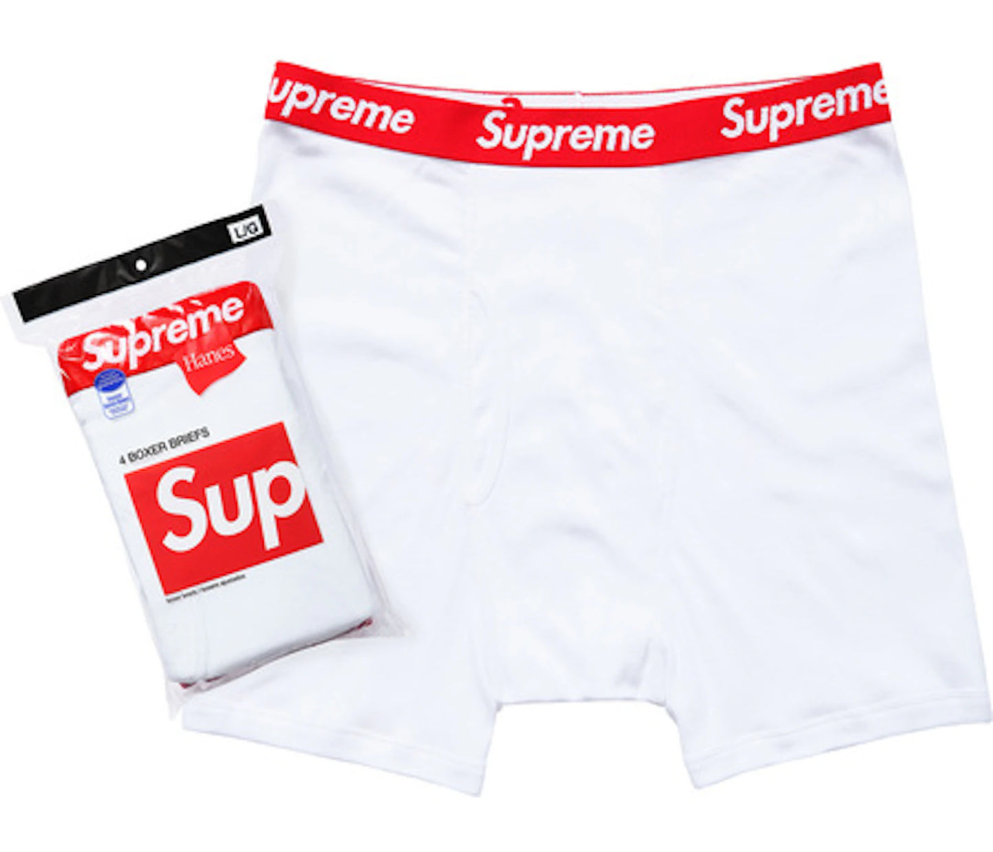 Supreme Hanes Boxer Briefs (4 Pack) White