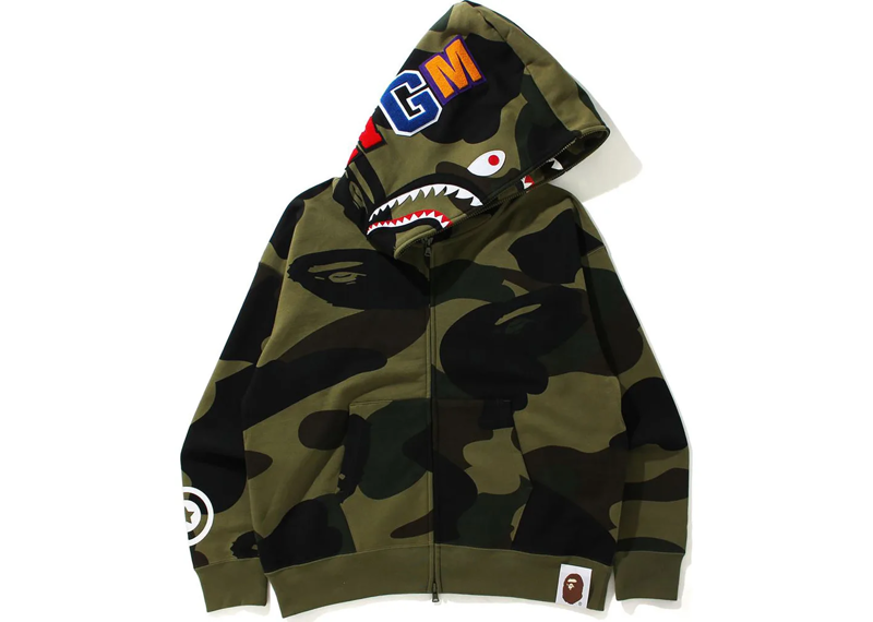 Bape Giant Camo Shark Hoodie Green