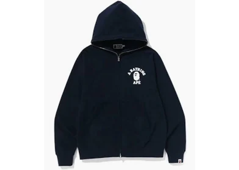 BAPE College Relaxed Fit Zip Hoodie Navy