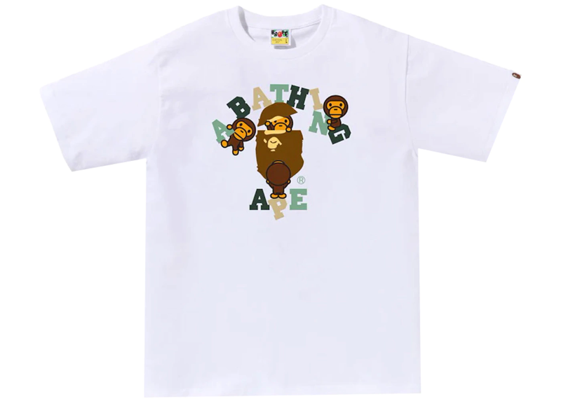 BAPE Colors College Milo Tee White