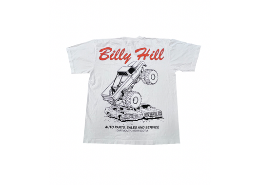 Billy Hill Auto Parts Tee- White