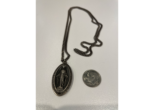 Supreme Virgin Mary Dog Tags Silver Necklace