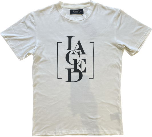 Laced2023 Letter Pile tee white