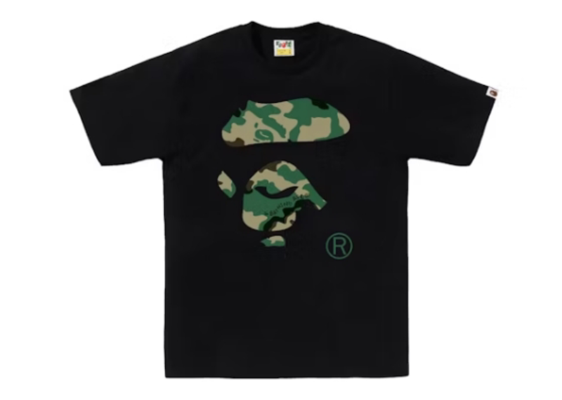 BAPE Woodland Camo Ape Face Tee  -Black