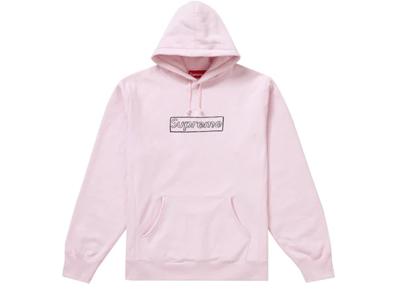 Supreme KAWS Chalk Logo Hooded Sweatshirt Light Pink