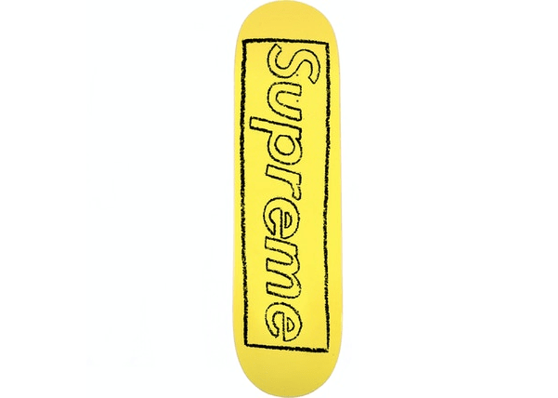 Supreme KAWS Chalk Logo Skateboard Deck Yellow