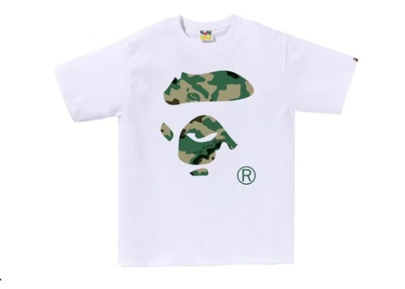 BAPE Woodland Camo Ape Face Tee - White