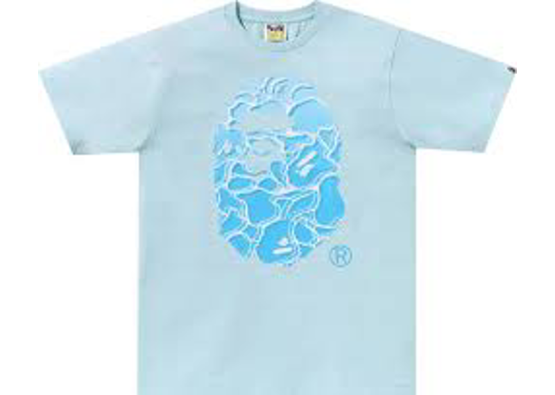 BAPE ABC Sea Surface Camo Ape Head Tee Sax