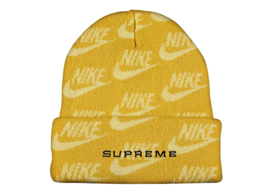 Supreme x Nike Jacquard Logos Beanie Pale Yellow