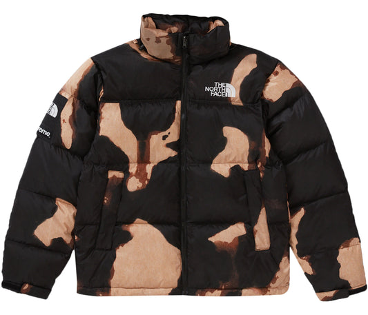 Supreme The North Face Bleached Denim Print Nuptse Jacket Black