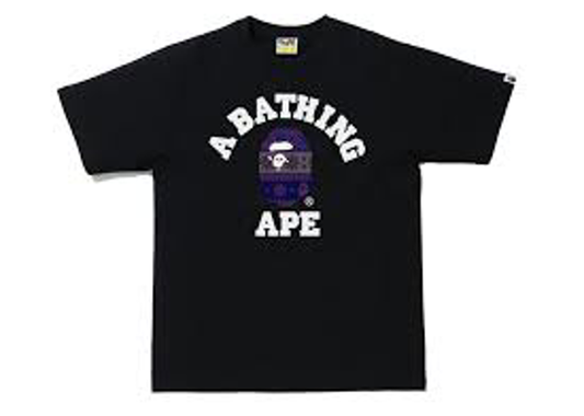 BAPE Snow Pattern College Tee Black/Purple