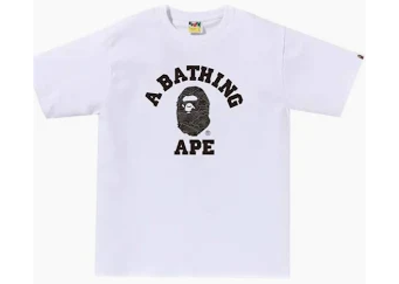 BAPE Layered Line Camo College Tee- White/Black