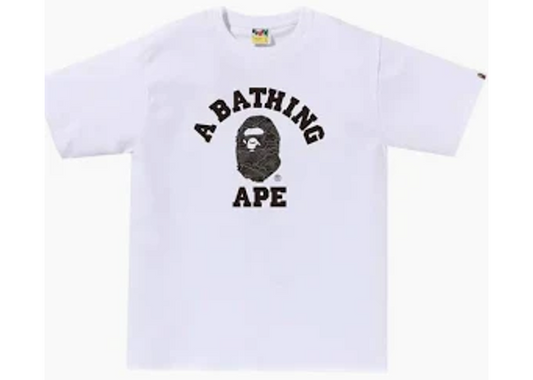 BAPE Layered Line Camo College Tee- White/Black