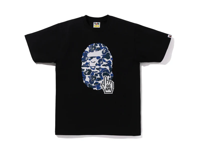 A BATHING APE ONLINE EXCLUSIVE BAPE ONLINE BAPE CAMO BIG APE HEAD TEE-BLK