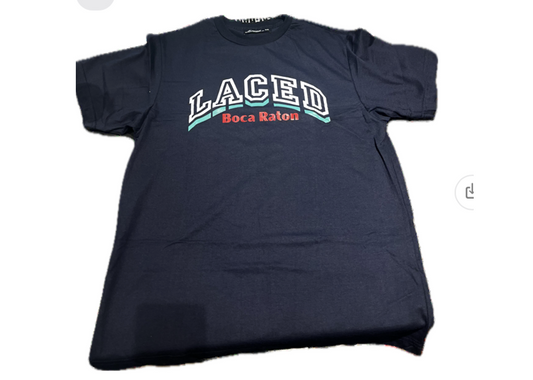 Laced Boca Raton blue tee shirt