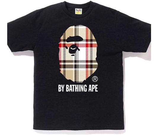 BAPE A Bathing Ape Check by Bathing Tee Black/Beige