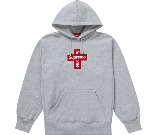 Supreme Cross Box Logo Hooded Sweatshirt Heather Grey