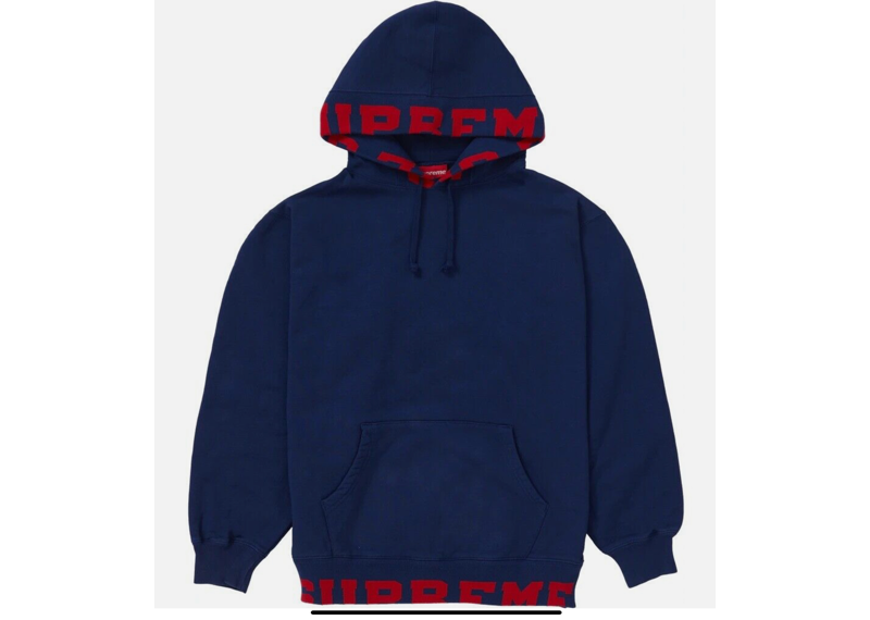 Supreme Cropped Logos Hooded Sweatshirt Dark Blue