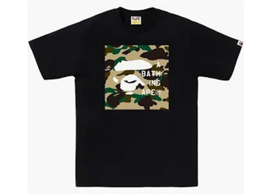 Bape 1st Camo Face Logo tee- Black/brown