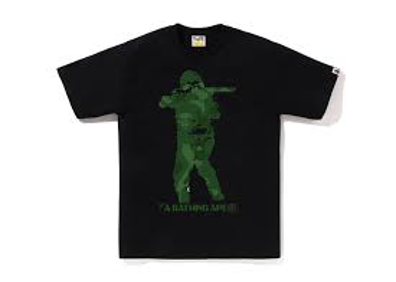 Bape Bitmap Soldier Tee-Black/green