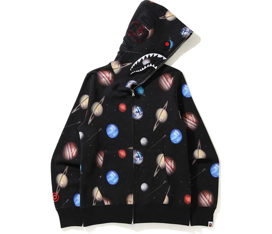 BAPE Galaxy Shark Full Zip Hoodie Black