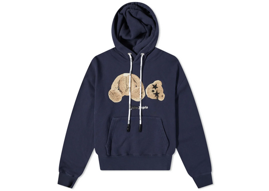 Palm Angels Spray Bear Hoodie Navy Brown