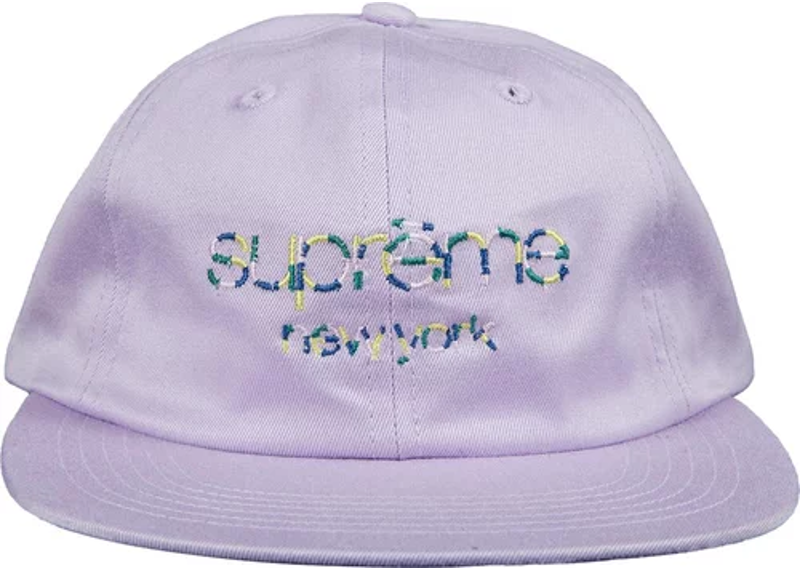 Supreme Multicolor Twill Classic Logo 6-Panel Cap Lavender