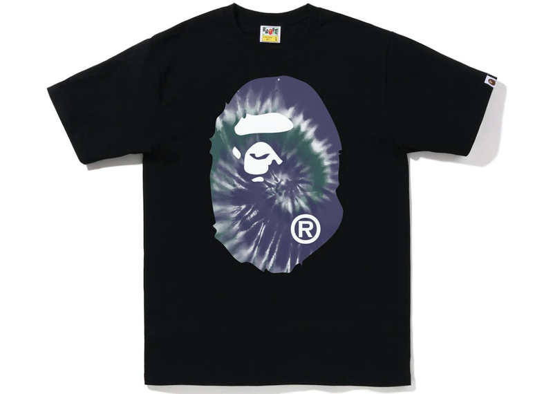 Bape Tie Dye Big Ape Head Tee Black Purple