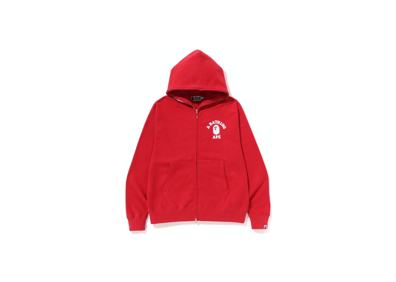 BAPE College Relaxed Fit Zip Hoodie Red