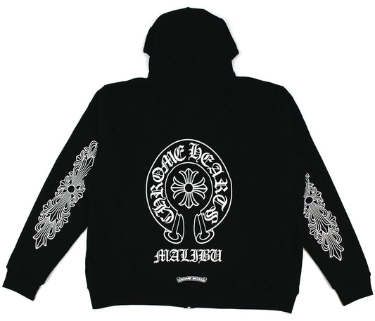 Chrome Hearts Malibu Exclusive Horse Shoe Zip Up Hoodie Black