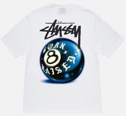 STUSSY X BORN X RAISED 8 BALL TEE