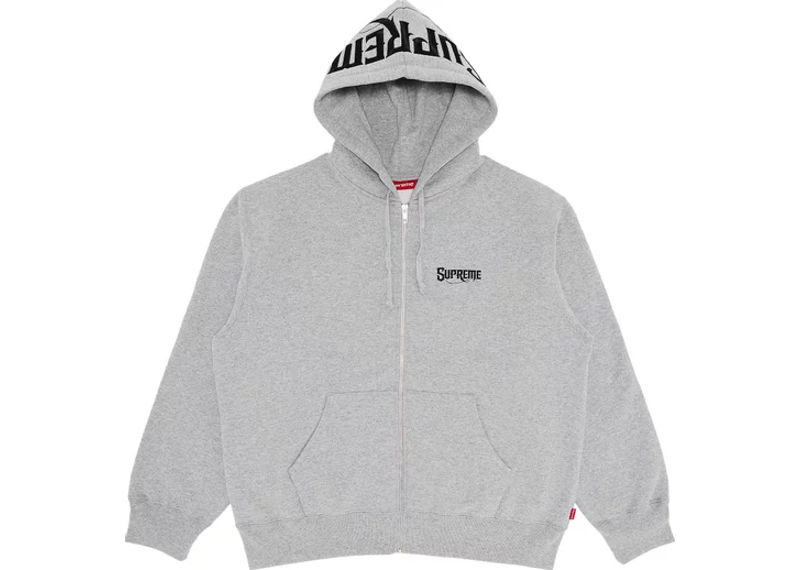 Supreme Mister Cartoon Zip Up Hooded Sweatshirt Heather Grey