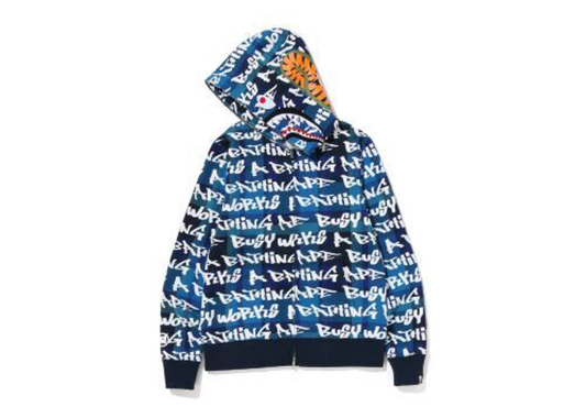 BAPE Graffiti Shark Hoodie Blue