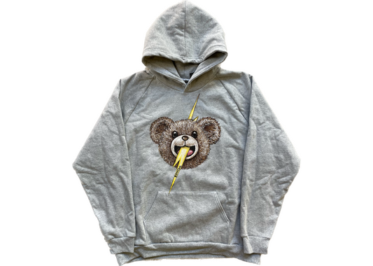 DomRebel Lightning Bear Hoodie  grey