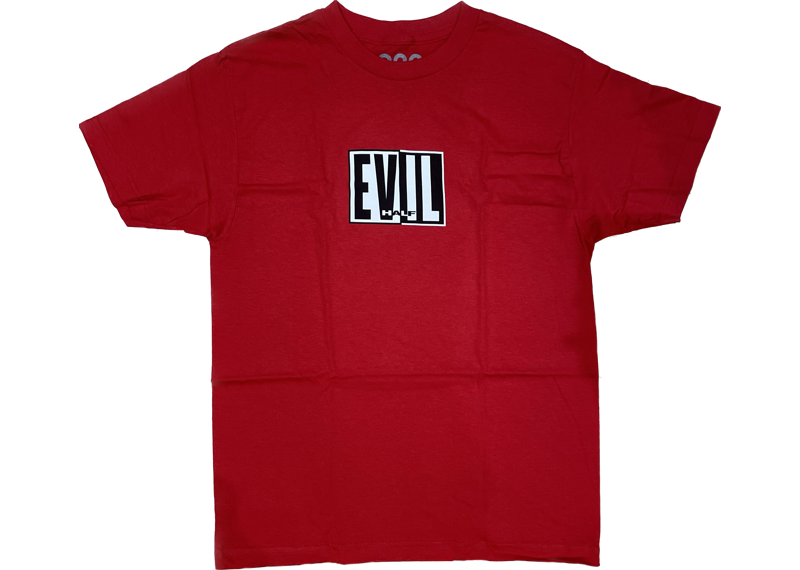 Half evil mens tee red