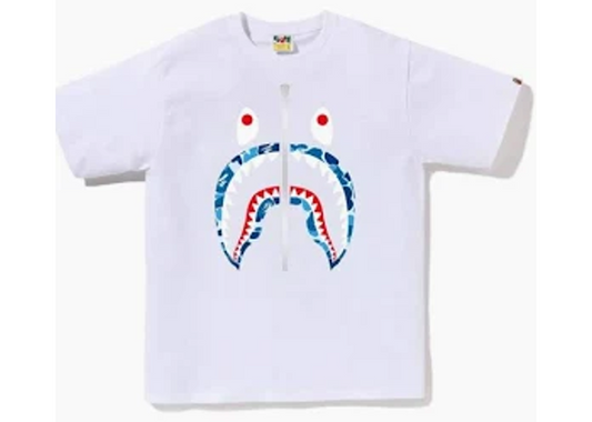 BAPE ABC Camo Shark Silver Zip Tee